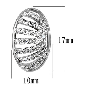 3W393 - Rhodium Brass Earrings with AAA Grade CZ  in Clear
