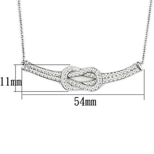 3W406 - Rhodium Brass Necklace with Top Grade Crystal  in Clear