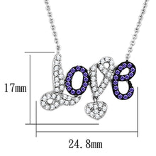 Load image into Gallery viewer, 3W414 - Rhodium + Ruthenium Brass Necklace with AAA Grade CZ  in Amethyst