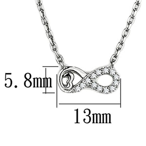 3W418 - Rhodium Brass Necklace with AAA Grade CZ  in Clear