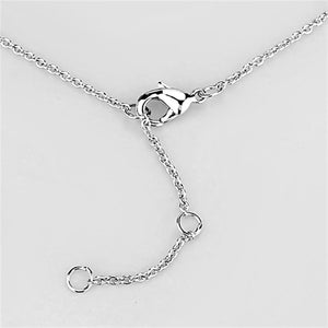 3W419 - Rhodium Brass Necklace with AAA Grade CZ  in Clear