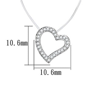 3W420 - Rhodium Brass Necklace with AAA Grade CZ  in Clear