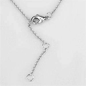 3W421 - Rhodium Brass Necklace with AAA Grade CZ  in Clear