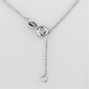 3W429 - Rhodium Brass Necklace with AAA Grade CZ  in Clear