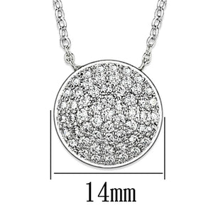 3W436 - Rhodium Brass Necklace with AAA Grade CZ  in Clear