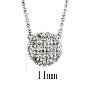 3W437 - Rhodium Brass Necklace with AAA Grade CZ  in Clear