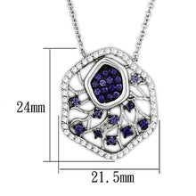 Load image into Gallery viewer, 3W438 - Rhodium + Ruthenium Brass Necklace with AAA Grade CZ  in Amethyst