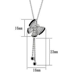 3W441 - Rhodium + Ruthenium Brass Necklace with AAA Grade CZ  in Black Diamond