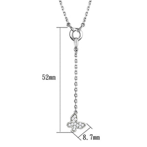 3W443 - Rhodium Brass Necklace with AAA Grade CZ  in Clear