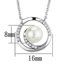 Load image into Gallery viewer, 3W444 - Rhodium Brass Necklace with Synthetic Pearl in White