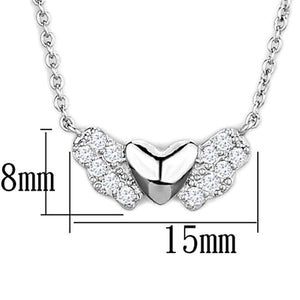 3W451 - Rhodium Brass Necklace with AAA Grade CZ  in Clear