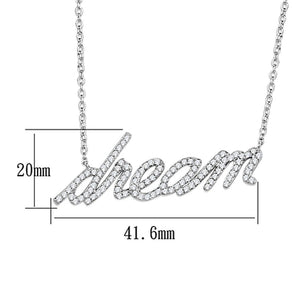 3W455 - Rhodium Brass Necklace with AAA Grade CZ  in Clear