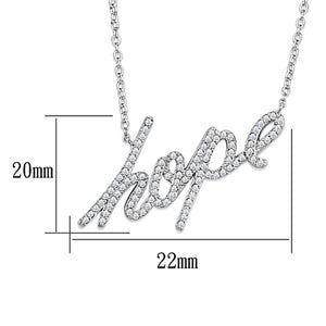 3W456 - Rhodium Brass Necklace with AAA Grade CZ  in Clear