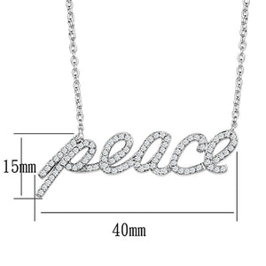 3W457 - Rhodium Brass Necklace with AAA Grade CZ  in Clear