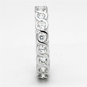 3W462 - Rhodium Brass Ring with AAA Grade CZ  in Clear