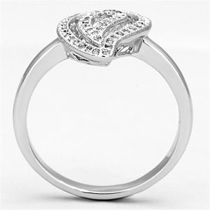 3W463 - Rhodium Brass Ring with AAA Grade CZ  in Clear