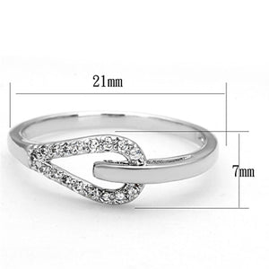 3W465 - Rhodium Brass Ring with AAA Grade CZ  in Clear