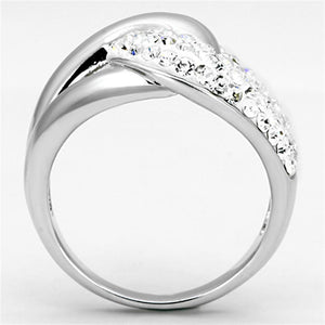 3W466 - Rhodium Brass Ring with Top Grade Crystal  in Clear