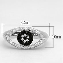 Load image into Gallery viewer, 3W470 - Rhodium + Ruthenium Brass Ring with AAA Grade CZ  in Black Diamond