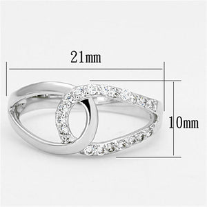 3W474 - Rhodium Brass Ring with AAA Grade CZ  in Clear