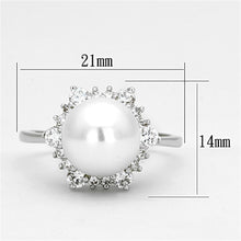 Load image into Gallery viewer, 3W477 - Rhodium Brass Ring with Synthetic Pearl in White