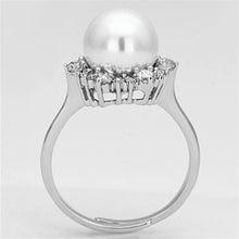 Load image into Gallery viewer, 3W477 - Rhodium Brass Ring with Synthetic Pearl in White