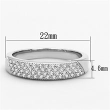 Load image into Gallery viewer, 3W482 - Rhodium Brass Ring with AAA Grade CZ  in Clear