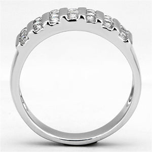 3W488 - Rhodium Brass Ring with AAA Grade CZ  in Clear