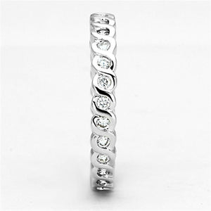 3W489 - Rhodium Brass Ring with AAA Grade CZ  in Clear