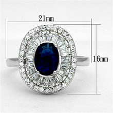 Load image into Gallery viewer, 3W495 - Rhodium Brass Ring with Synthetic Synthetic Glass in Sapphire