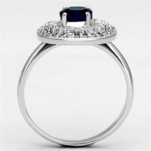 Load image into Gallery viewer, 3W495 - Rhodium Brass Ring with Synthetic Synthetic Glass in Sapphire