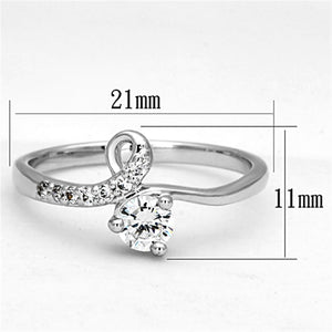 3W497 - Rhodium Brass Ring with AAA Grade CZ  in Clear
