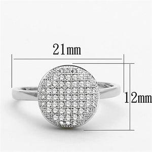 3W502 - Rhodium Brass Ring with AAA Grade CZ  in Clear