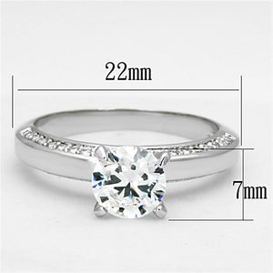 3W504 - Rhodium Brass Ring with AAA Grade CZ  in Clear