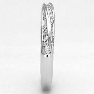 3W510 - Rhodium Brass Ring with AAA Grade CZ  in Clear