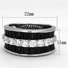 Load image into Gallery viewer, 3W513 - Rhodium Brass Ring with AAA Grade CZ  in Black Diamond