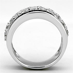 3W513 - Rhodium Brass Ring with AAA Grade CZ  in Black Diamond