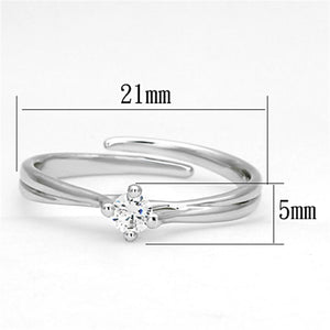 3W520 - Rhodium Brass Ring with AAA Grade CZ  in Clear