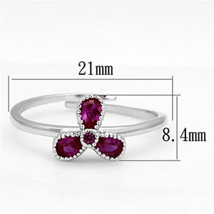 3W521 - Rhodium Brass Ring with Synthetic Corundum in Ruby