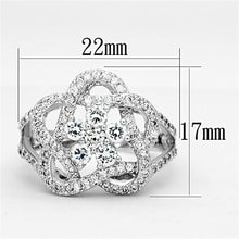 Load image into Gallery viewer, 3W523 - Rhodium Brass Ring with AAA Grade CZ  in Clear