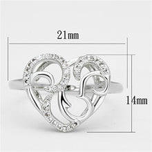 Load image into Gallery viewer, 3W524 - Rhodium Brass Ring with AAA Grade CZ  in Clear