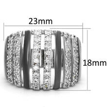 Load image into Gallery viewer, 3W567 - Rhodium + Ruthenium Brass Ring with AAA Grade CZ  in Clear