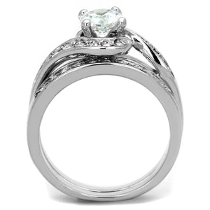 3W575 - Rhodium Brass Ring with AAA Grade CZ  in Clear