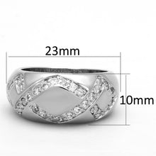 Load image into Gallery viewer, 3W582 - Rhodium Brass Ring with AAA Grade CZ  in Clear