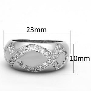 3W582 - Rhodium Brass Ring with AAA Grade CZ  in Clear