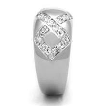 Load image into Gallery viewer, 3W582 - Rhodium Brass Ring with AAA Grade CZ  in Clear