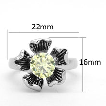 Load image into Gallery viewer, 3W585 - Rhodium Brass Ring with AAA Grade CZ  in Citrine Yellow