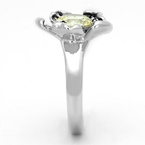 3W585 - Rhodium Brass Ring with AAA Grade CZ  in Citrine Yellow
