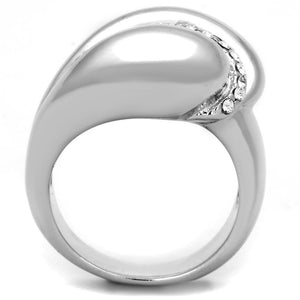 3W586 - Rhodium Brass Ring with Top Grade Crystal  in Clear