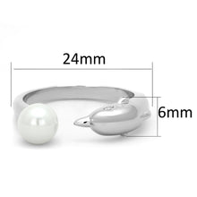 Load image into Gallery viewer, 3W587 - Rhodium Brass Ring with Synthetic Pearl in White